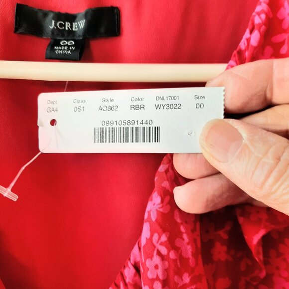 NEW J. Crew Clarice Briar Red Floral Ruffled Dress, Size S - Picture 5 of 8
